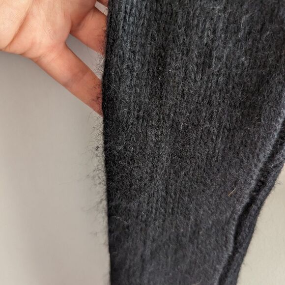 Vintage Betsey Johnson black angora rabbit hair feather trim cardigan sweater - Picture 4 of 5